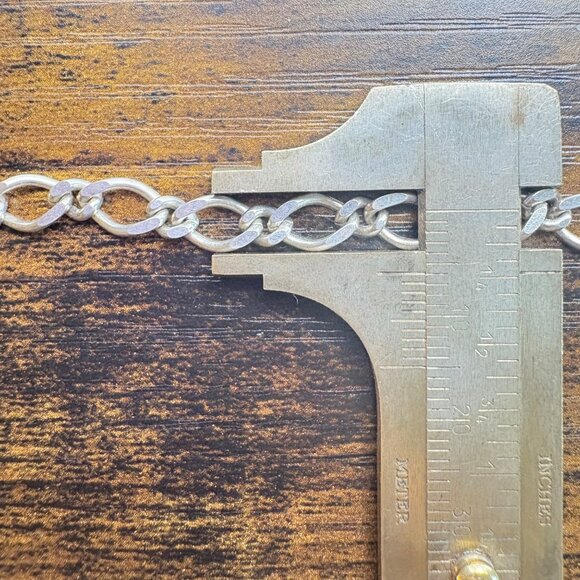 VTG Solid Sterling Silver 925 Figaro Link Chain Necklace Size 18" Length - Picture 11 of 13